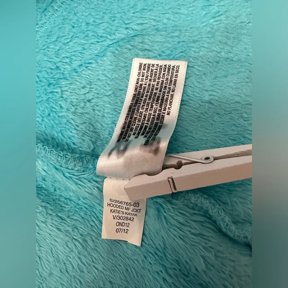 Old Navy Hooded Micro Fleece Jacket in Teal Blue Green Size Small 6 7 - Picture 11 of 16